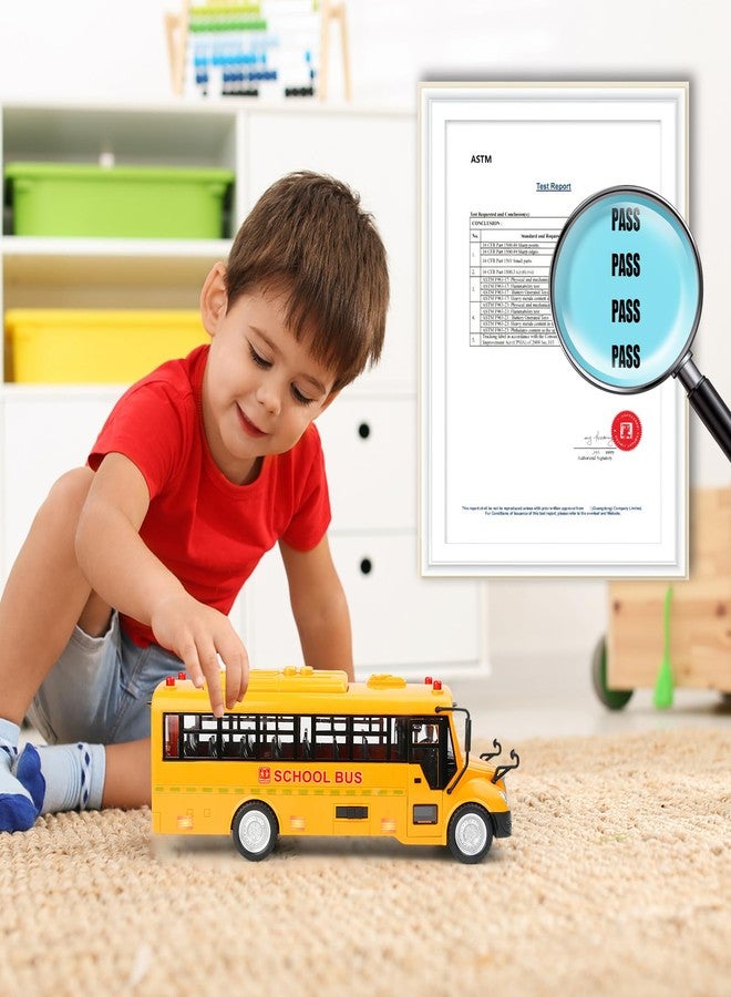 Cdymkf Yellow School Bus Toy for Kids，1/16 Scale Interactive Friction-Powered Car with Flashing Lights & Sounds, Open Doors & Realistic Design Preschool Learning & Role Play - Image 5